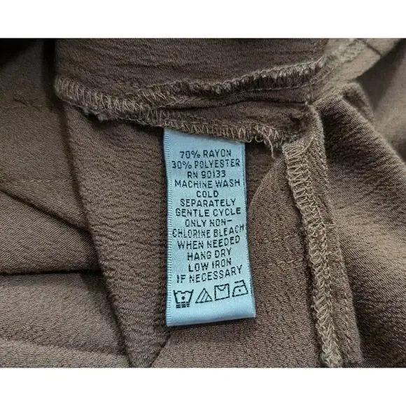 Linea Louis Dell'Olio Top Peasant Brown Pebbled Gauze Pocket Shirt Misses Size L - Picture 7 of 8